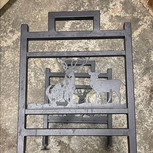 Black Metal Deer Design Firewood Rack